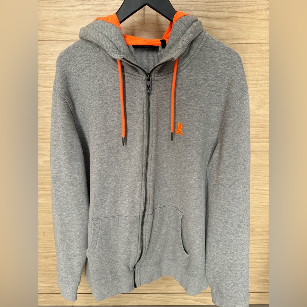 Psycho Bunny Buffalo Full Zip Hoodie Gray XL